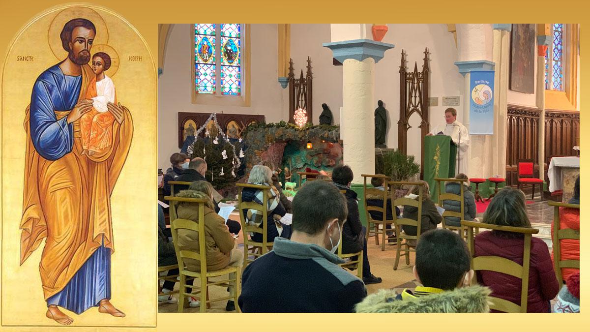 Les enfants du caté célèbrent St Joseph à l'église de Neufchâtel