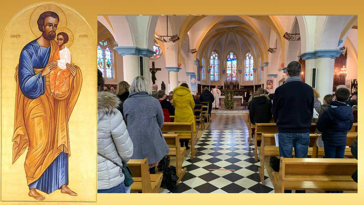 Les enfants du caté célèbrent St Joseph à l'église de Neufchâtel
